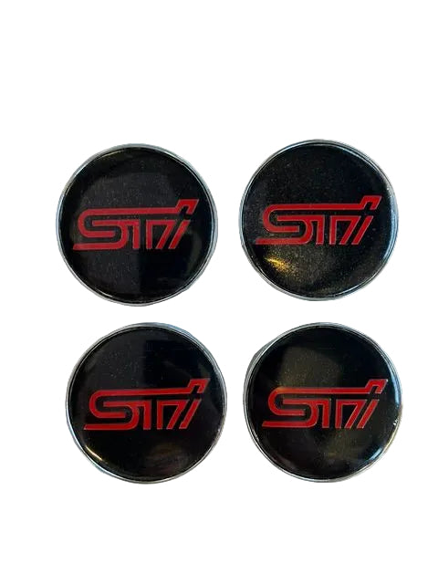 Wheel Centre Cap Set - Subaru WRX STi  Black/Red