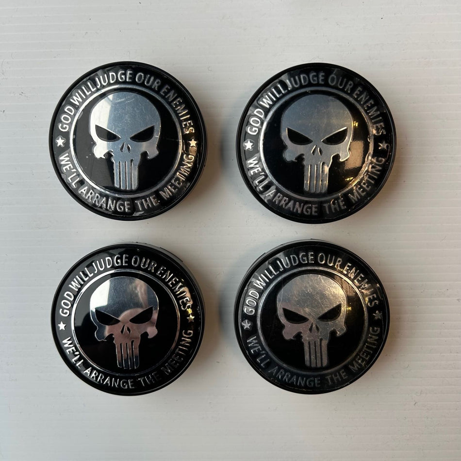 Wheel Centre Cap Set -60mm Punisher Skull 2